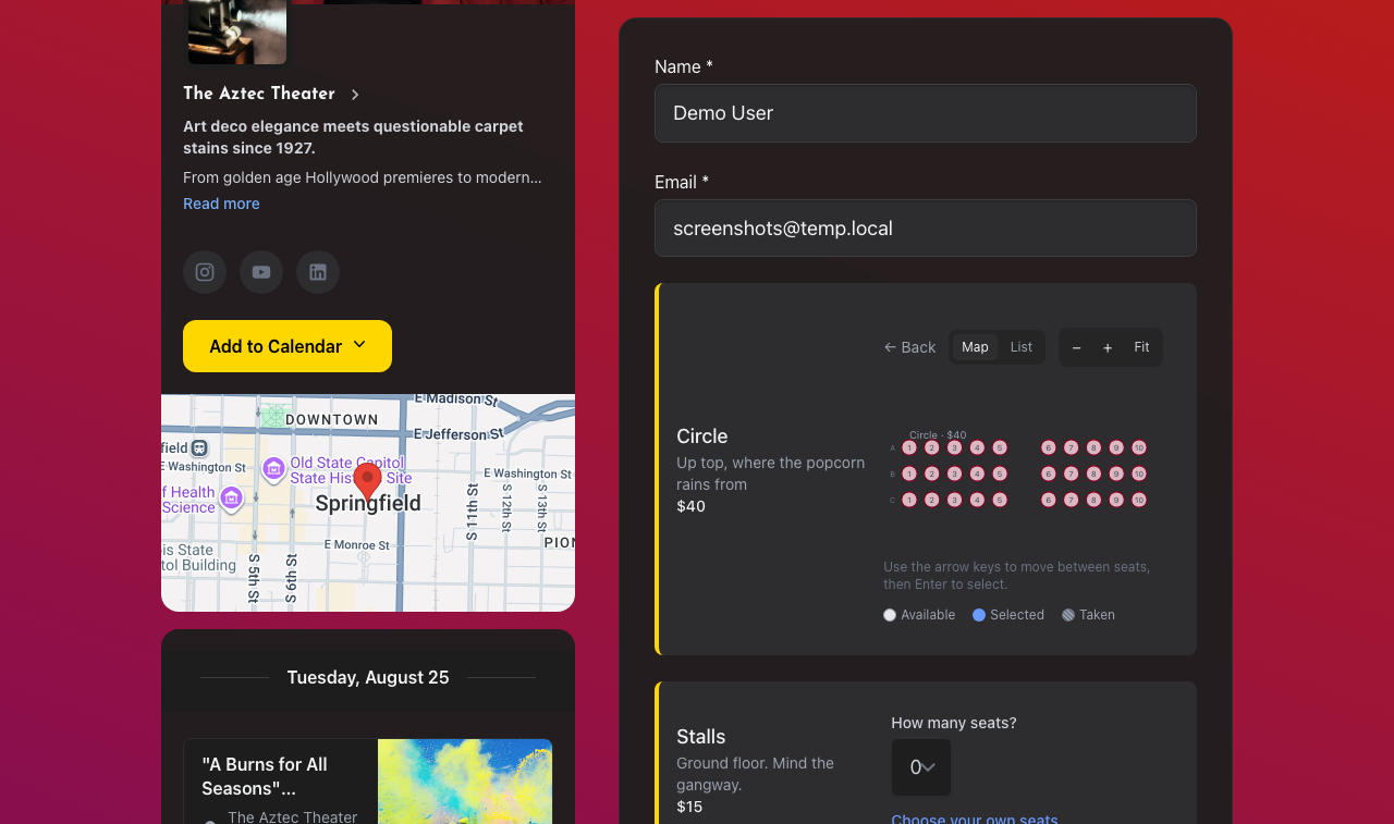 A buyer choosing seats from the map