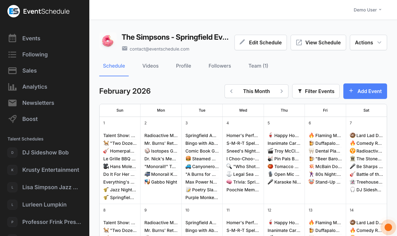 Availability calendar