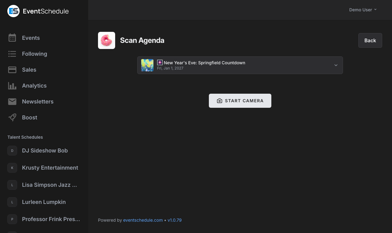 Scan agenda page
